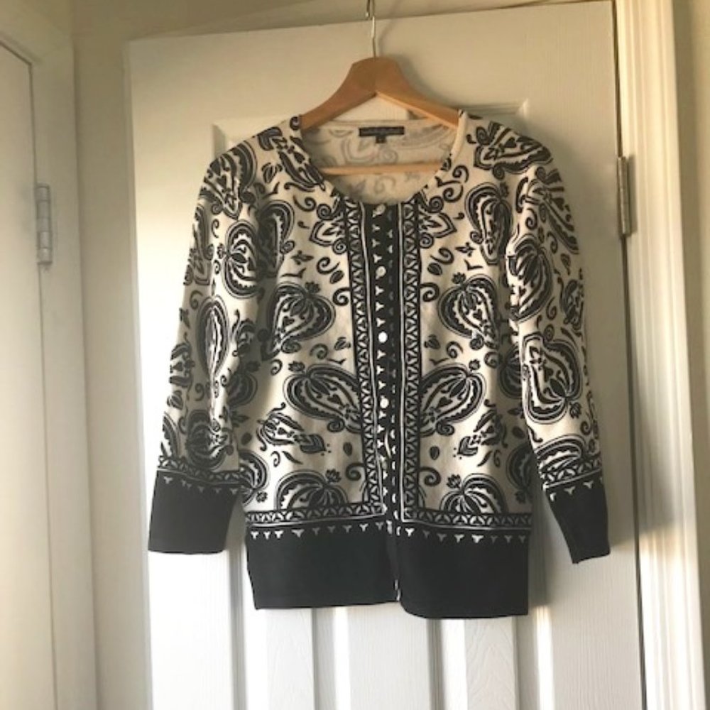 Pierri New York Beaded black white cardigan